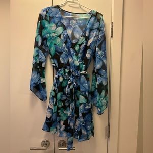 Teal Blue Floral Dress